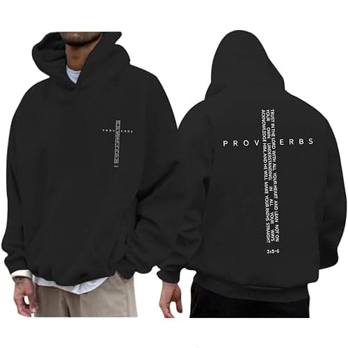 Lubpow Christian Hoodies for Men Inspirational Religious Faith Cross Sweatshirts Vintage Bible Verse Graphic Hoodie Pullover - Image 1