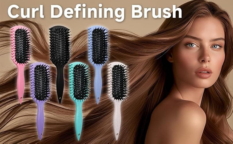 Curl Defining Brush, Curly Hair Brush Products With 3 Pcs Slick Back Hair Brush Set Bristle Brush Edge Control Teasing Comb for women (Pink) thumbnail 6