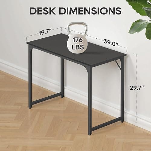 BestOffice Computer Desk,Home Office Desk, Modern Simple Style for Home Office Study Writing (Black, 39 inch) thumbnail 3