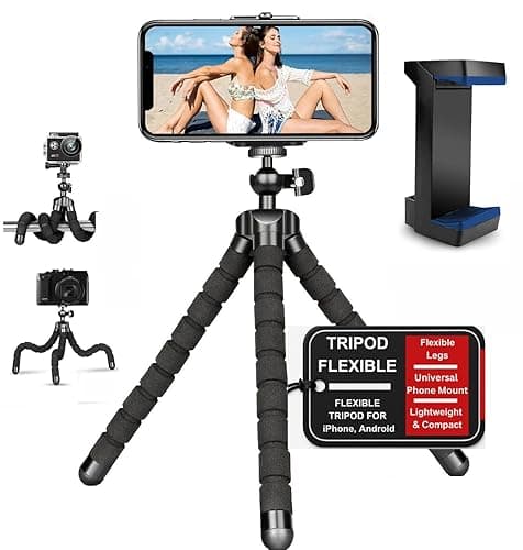 Acuvar Flexible Phone Tripod Universal Smartphone Tripod Stand Portable Lightweight Mini Stabilizer with Adjustable Phone Mount Holder for iPhone Android Camera Vlogging ContentCreation TikTok&YouTube