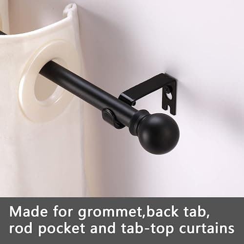 GXOACKJ Curtain Rods for windows 32-48 inch, 5/8 inch Decorative Curtain Rod Set, Matte Black Splicing Heavy Duty Metal Curtain Rod with Brackets thumbnail 5