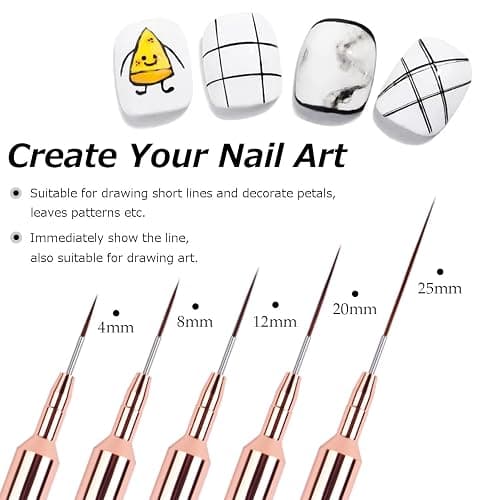 Ycyan 7pcs Nail Art Brushes, Nail Art Liner Brushes Sizes 4/8/12/20/25mm, Oval & Angled Nail Art Clean Up Brushes for Clean Polish Mistake On The Cuticles thumbnail 3