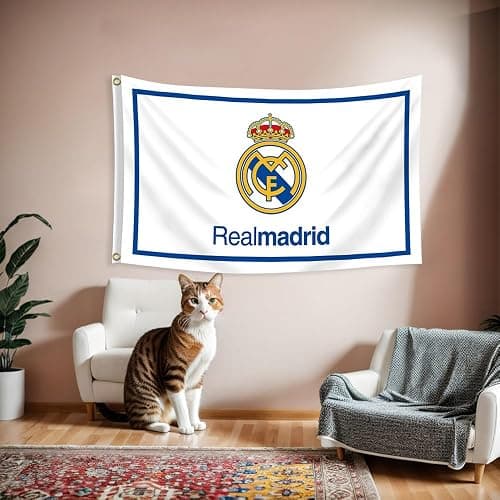 Konern Real Madrids Flag Banner 3x5 feet Soccer Durable Double Sides Football Soccer 2 Grommets(Duplex printing,Bright & Vibrant 150D Polyester,Brass grommet design is durable) thumbnail 6