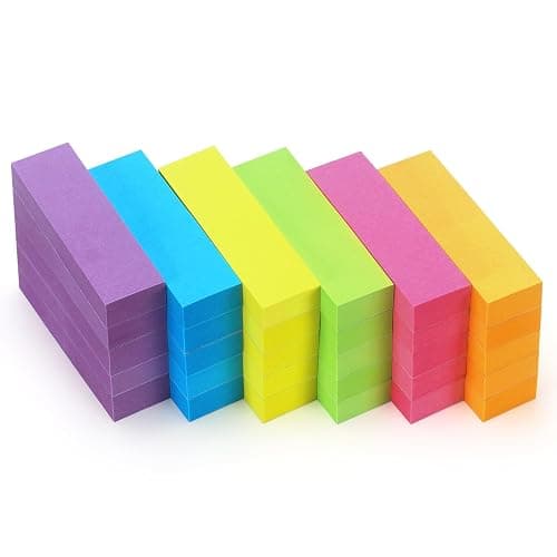 30 Pads 0.6x2 Inch Sticky Notes Flags Tabs Page Markers 6 Bright Color Sticky Index Tabs Page Flags 80 Sheet/Pad - Image 1
