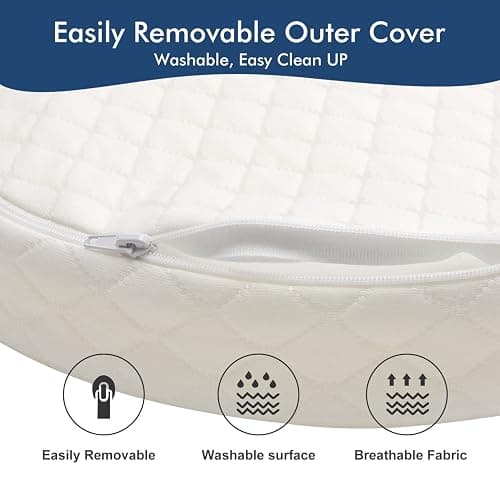 Wonder Living Baby Bassinet Mattress, Breathable, Hypoallergenic, Premium Foam, Non-Toxic, Oval Shaped with Removal Waterproof Cover,15" x 30" x 2'', White thumbnail 6