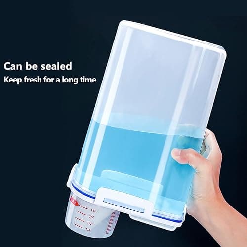 jioko 2 Pcs 5.5 LB Rice Storage Container, Airtight Cereal Flour Dispenser with Pouring Spout & Measuring Cup, Kitchen Plastic Clear Dry Food Storage Bin for Grain Oatmeal Snacks Pet Dog Food thumbnail 5