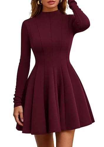 PRETTYGARDEN Fall Dresses for Women Elegant Classy 2025 Casual Long Sleeve Swing A Line Ruffle Short Homecoming Party Dress - Image 1