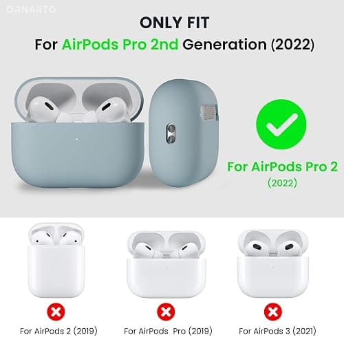 ORNARTO Compatible with AirPods Pro 2 Case 2022, Full Protective Hybrid Silicone for AirPods Pro 2nd Generation Case, Front LED Visible Skin Cover-Mint Green thumbnail 2