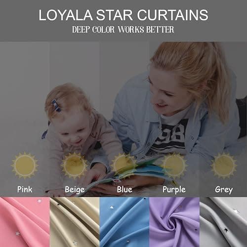 Loyala Star Blackout Curtains - 2 Panel Set, 84 Inches Long, Pink, Nursery & Girls' Room, Cute Kids Design thumbnail 7