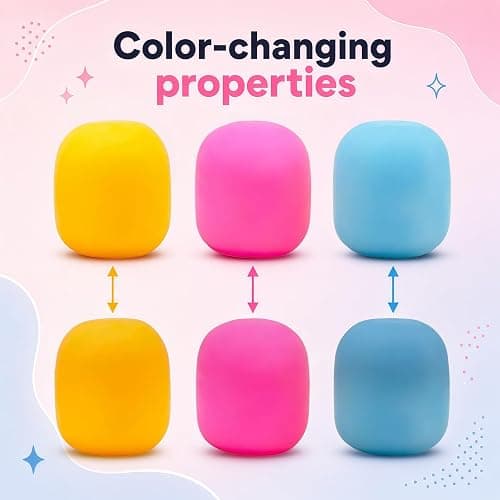 Squeeze Color Changing Squishy Soft Square Malt Sugar Filled Slow Stress Balls, Color Changing Squishy Sensory Toy, Anxiety Relief Shape Fidgets for Pull Stretch Squishy Toy (Yellow) thumbnail 6