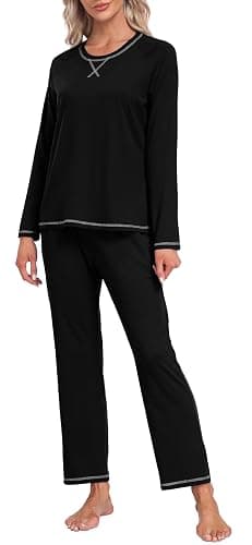 MoFiz Women's Pajamas Sets Long Sleeve Sleepwear 2 Piece Pjs Lightweight Lounge Set with Pockets - Image 1