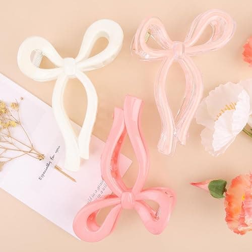 3 Pcs Bow Hair Clips Elegant Hair Claw Butterfly Hair Accessories for Girls Nonslip Butterfly Clips Hair Styling Accessories for Women - Image 1