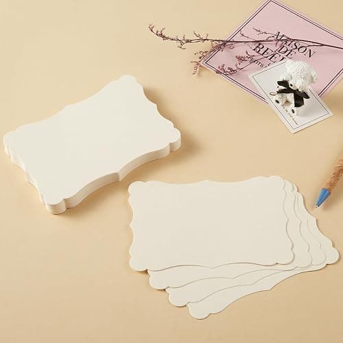 50 Pack Blank Kraft Cards Cardstock Thick Paper Brown Greeting Cards for DIY Gift Card Menus, Baby Shower and Wedding Invitations (Cream, 4x6IN) thumbnail 5
