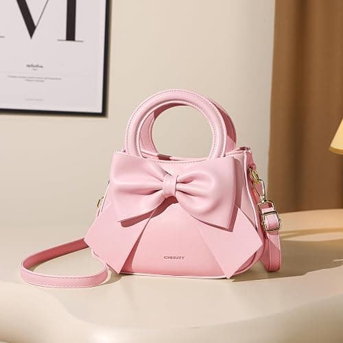 Small Purses for Women Crossbody Bag, Vegan Leather Crossbody Purses and Handbags with Top Carry Handle and Cute Bow Knot thumbnail 3