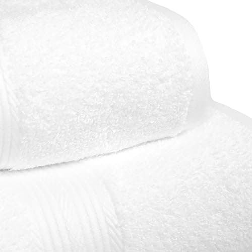 Amazon Basics 6-Piece Oversized Highly Absorbent Fade-Resistant Towel Set, 100% Cotton Towels for Bathroom, Soft, 2 Bath Towels, 2 Hand Towels, 2 Washcloths, White thumbnail 6
