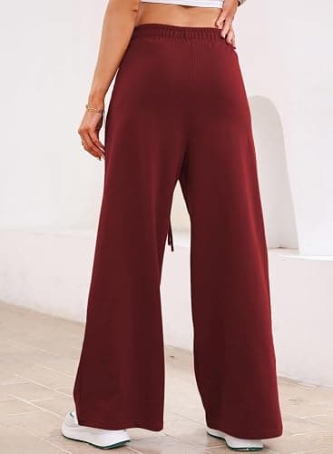Aleumdr Wide Leg Sweatpants for Women 2025 Trendy Fashion High Waisted Drawstring Loose Long Pants with Pockets thumbnail 3