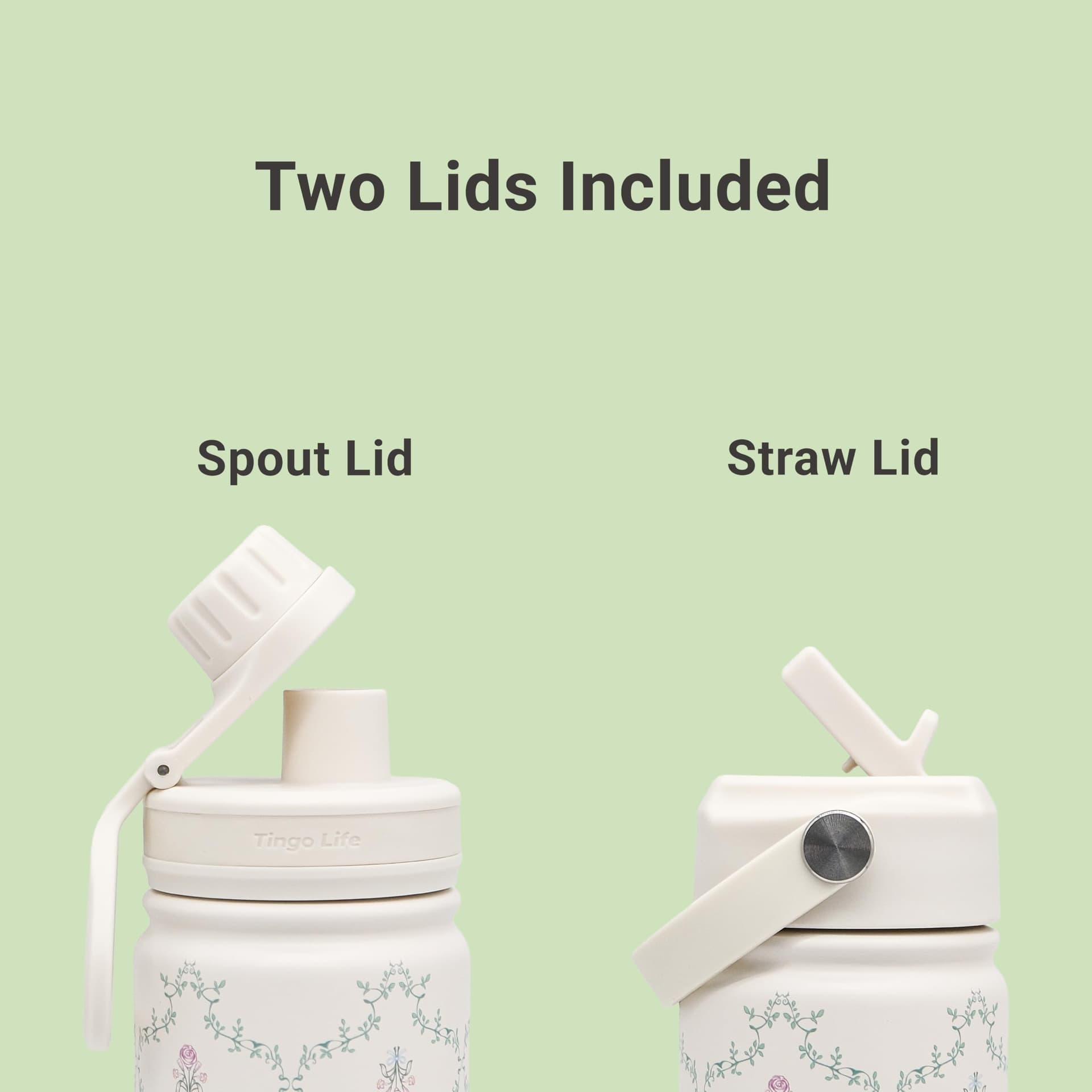 750ml Stainless Steel Insulated Tumbler with Handle and Straw Lid - Vintage Victorian Vine Design - Cream White Vacuum Water Bottle, Leakproof, Gifts for Women Girls thumbnail 3