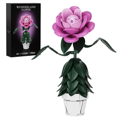 Wonderland Flower Building Sets, Compatible with Lego Flowers for Adults, Girls, Women and Fans - Pink Rose Flower Gifts for Birthday, Valentine, Party and Festivals (220 PCS) - Image 1