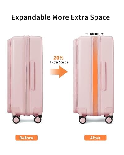 aji 24 Inch Checked Luggage Expandable Top Opening Trunk Luggage with Spinner Wheels, Lightwight Hardside Travel Suitcase for Women Men, Shell Pink thumbnail 4