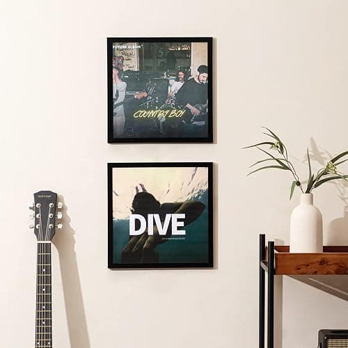 eletecpro 12.5x12.5 Record Frame, Sturdy and Lightweight, PVC Vinyl Frame Made to Display Single Music Album, Black Record Display for Home Wall Decor, Easy to Hang Suit for 12x12 LP Covers, 2 Pack thumbnail 2