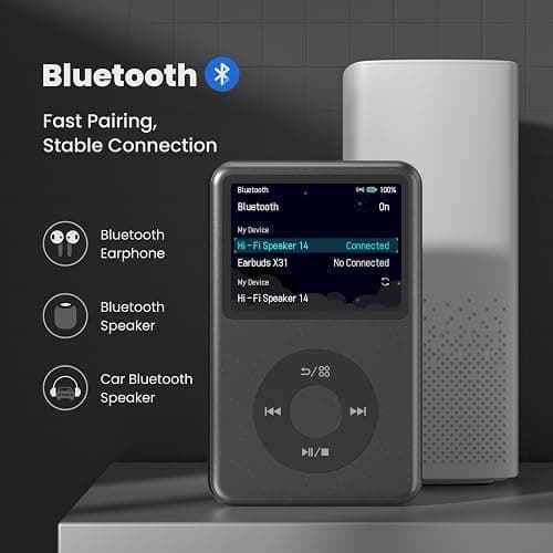 Innioasis Y1 Mp3 Player with Bluetooth HiFi Mini Portable Music Digital Player with Audiobook 2026 Nice Gift Upgrade Black thumbnail 3