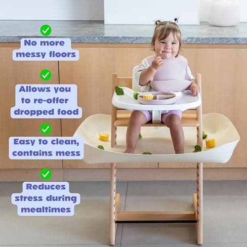 CATCHY -Food Catcher-Compatible with Stokke Tripp Trapp High Chair +11 Other High Chairs-Highchair Sold Separately-Baby & Toddler Food & Mess Catcher-Premium Linen Inspired -Under High Chair Accessory thumbnail 3