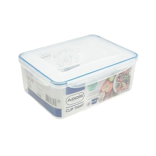 Addis Clip Tight Food Storage Container Large 5.3 Litre Rectangle Airtight Silicone Seal Containers Bpa Free Easy Locking Lid Clips, Clear Transparent - Image 1