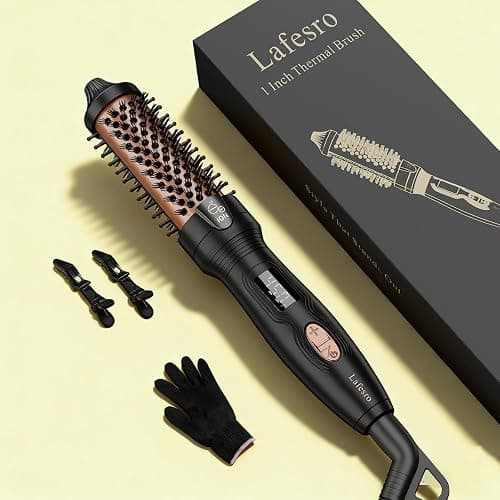 Lafesro Thermal Brush, MINI & Tiny 1 Inch Ionic Heated Round Brush for Blowout Look, Tourmaline Ceramic Ionic Curling Iron for Short to Medium Hair, Adjustable Temperature, Dual Voltage, Compact-Size thumbnail 9