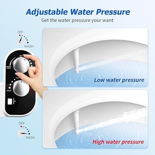 DooLv Hot and Cold Bidet Attachment for Toilet, Ultra-Slim Bidet Attachment Warm Water, Non-Electric Adjustable Pressure Self Cleaning Sprayer Nozzle Control for Posterior, Feminine Wash thumbnail 5