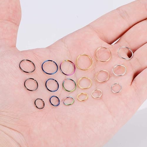 Xanowan Stainless Steel Hoop Nose Ring Cartilage Ring Set 6 Color Set for Men and Women thumbnail 4