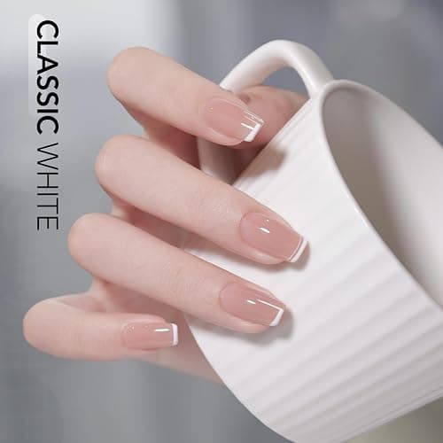 GAOY White Swirl Gel Nail Polish Art Liner, 8ml Classic Color Nail Paint Design with Thin Brush, UV Light Cure for DIY French Manicure at Home thumbnail 2