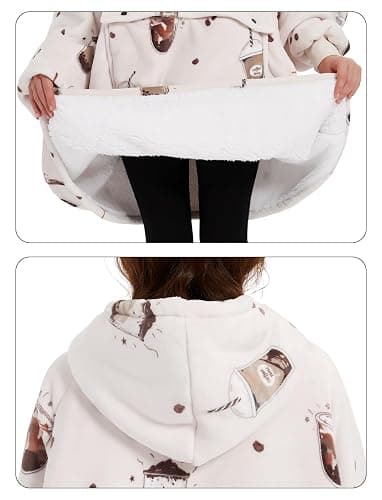 KFUBUO Wearable Blanket Hoodie for Adults Sherpa All Patterns Oversized Sweatshirt Blanket with Pocket thumbnail 7