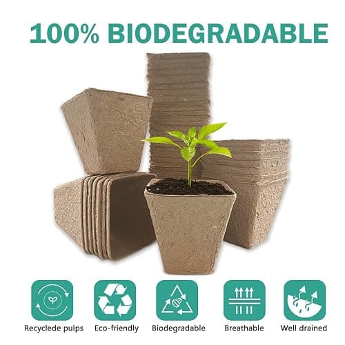 JOYSEUS 3.25" Seed Starter Pots, Organic Planting Peat Pots for Indoor Garden Seedling, 30 Pcs 100% Eco-Friendly and Biodegradable for Seed Germination thumbnail 3