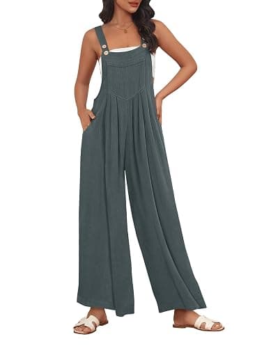 AUTOMET Womens Beach Vacation Outfits Jumpsuits Overalls Wide Leg Casual Summer Spring Outfits Rompers Trendy Jumpers - Image 1