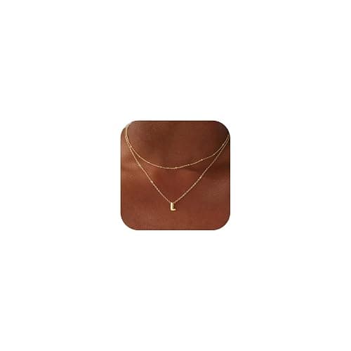 Thaivor Bubble Letter Necklace Layered Initial Necklaces for Women Dainty Cute Choker Pendant Stack Jewelry Teen Gift Trendy Stuff - Image 1