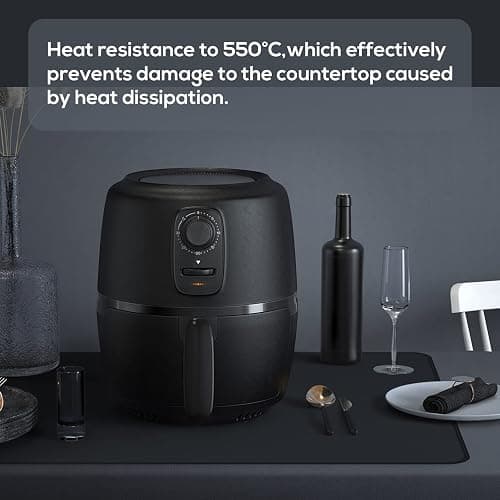 FLASLD Heat Resistant Mat for Air Fryer Site on, Fireproof Silicone Mats for Kitchen Counter, Countertop Protector, No-slip and Waterproof (12"X18", Black) thumbnail 8