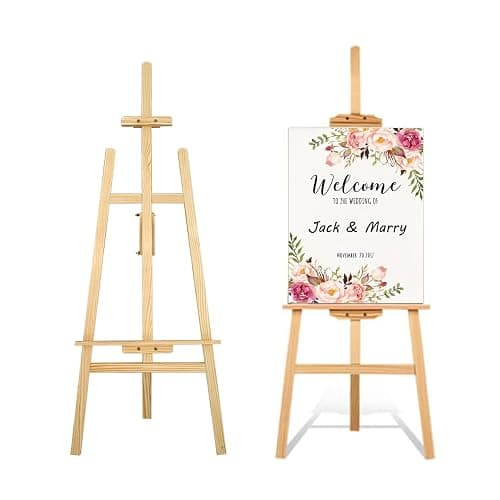Easel Stand for Wedding, Easel Display Stand 59" Canvas Stand for Painting Wedding Poster, Wedding Welcome Sign with Stand, Wedding Table Plan Board, Wooden Easel Stand for Painting, Art Poster Easel - Image 1