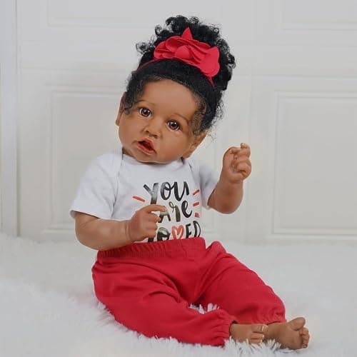 KSBD Realistic Reborn Baby Doll Black Girl – 20 Inch Lifelike Real Life African American Newborn Doll with Soft Body Gift Set for Kids Age 3+ thumbnail 2