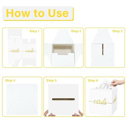 LIKAJON 1 Pack White and Gold Foil Card Box for Party, 8.7" White Gift Card Box for Birthday, Wedding, Baby Shower, Retirement, Anniversary, Bridal Shower, Graduation, Raffle Ticket thumbnail 5