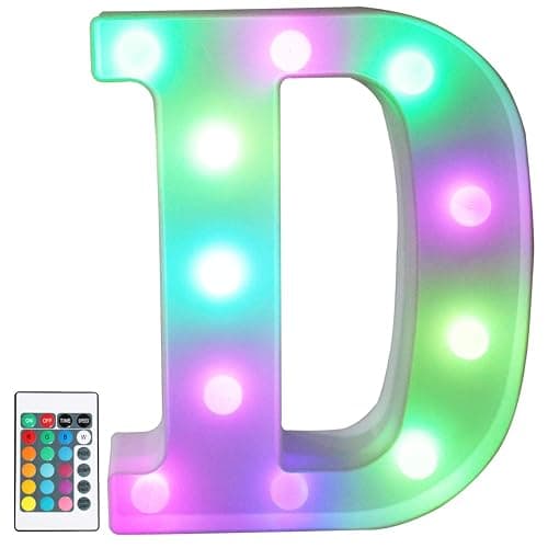 Pooqla Colorful LED Marquee Letter Lights with Remote β Light Up Marquee Signs β Party Bar Letters with Lights Decorations for The Home - Multicolor D - Image 1