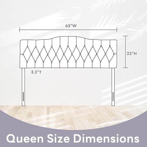 Iroomy Upholstered Queen Headboard, Button Diamond Tufted Headboard with Adjustable Height and Solid Wood Leg, Linen Padded Headboards for Queen Size Bed, Modern Head Board, Dark Grey thumbnail 6
