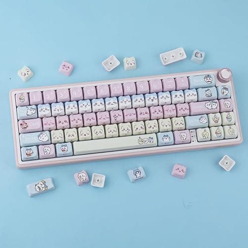 TYRIXKI PBT Keycaps 134 Keys Chiikawa Keycaps Dye-Sublimation Cute Kawaii Keycap Mao Profile Cat Shape Custom Keycap for Cherry Gateron MX Swithes Mechanical Keyboards thumbnail 3