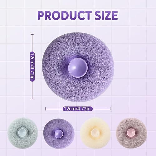 Super Soft Sunflower Suction Cup Bath Ball, 2025 Upgraded Bath Sponge Cleaning Brush Exfoliating Bath Sponge Cleaning Brush, Multi-color Mesh Pouf Sponge Mesh Shower Ball for Women, Men Shower (4 Pcs) thumbnail 6