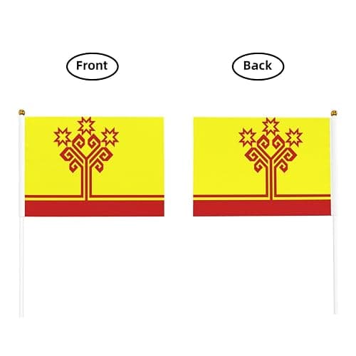 Chuvashia Flag Small Hand Held Flags, Mini Flags On Stick For Party Team Activities Parades Holiday Decoration 10 Pack thumbnail 5