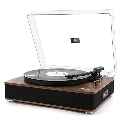 LP&NO.1 Record Player Turntable with Built-in Speakers and USB Play&Recording Belt-Driven Vintage Phonograph Record Player 3 Speed for Entertainment and Home Decoration(Mahogany Wood) - Image 1