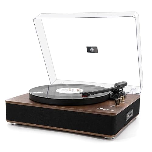 LP&NO.1 Record Player Turntable with Built-in Speakers and USB Play&Recording Belt-Driven Vintage Phonograph Record Player 3 Speed for Entertainment and Home Decoration（Mahogany Wood） - Image 1