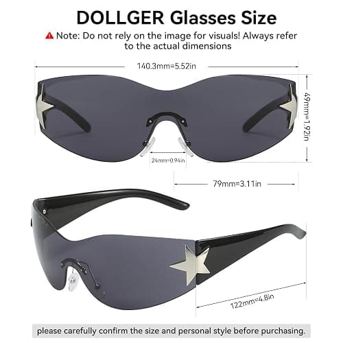 Dollger Trendy Y2K Sunglasses Women Men Wrap Around Rimless Sunglasses Cyber Y2k Fashion 2000 Glasses Shield thumbnail 6