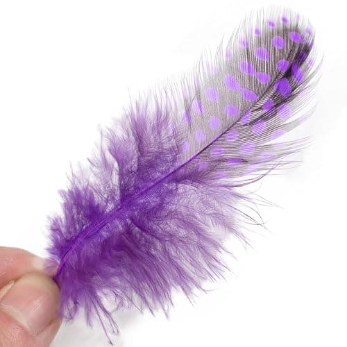 50pcs 3-6 Inches Purple Colorful Spotted Feathers for Craft Jewelry and Clothing Decoration and Dream Catcher thumbnail 3