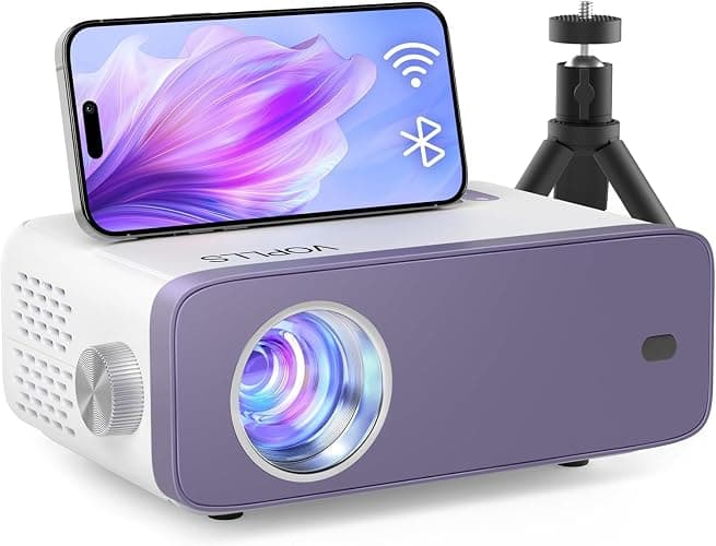 Mini Projector, VOPLLS 1080P Full HD WiFi Bluetooth Portable Projector, Outdoor Home Theater Movie Video Projector, 50% Zoom, Compatible with HDMl, USB, AV, Smartphone (15000L) - Image 1