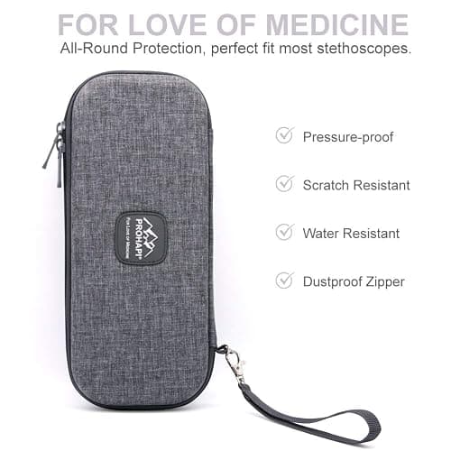 PROHAPI Hard Stethoscope Case, Large Stethoscope Carrying Case with ID Slot, Compatible with 3M Littmann/ADC/Omron/MDF Stethoscope Includes Mesh Pocket for Nurse Accessories (Volcanic Grey) thumbnail 2